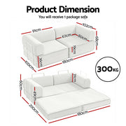 Artiss Convertible Folding Sofa Bed Beign SBED-E-FLD03-2S-BG-AB