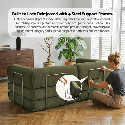 Artiss Convertible Folding Sofa Bed Green SBED-E-FLD03-2S-GN-AB