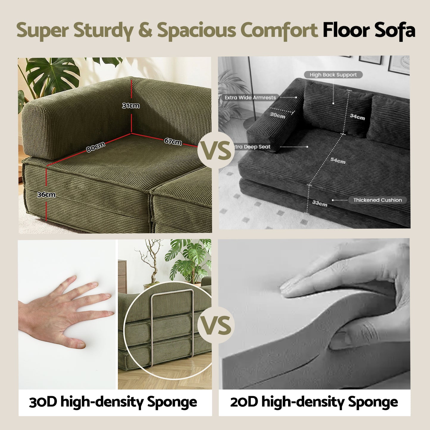 Artiss Convertible Folding Sofa Bed Green SBED-E-FLD03-2S-GN-AB