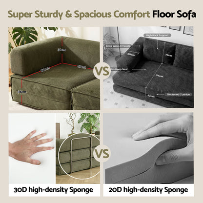 Artiss Convertible Folding Sofa Bed Green SBED-E-FLD03-2S-GN-AB