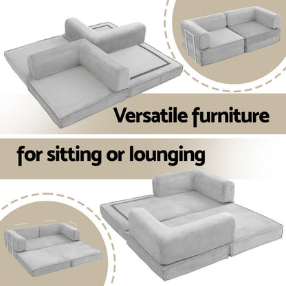 Artiss Convertible Folding Sofa Bed Grey SBED-E-FLD03-2S-GY-AB