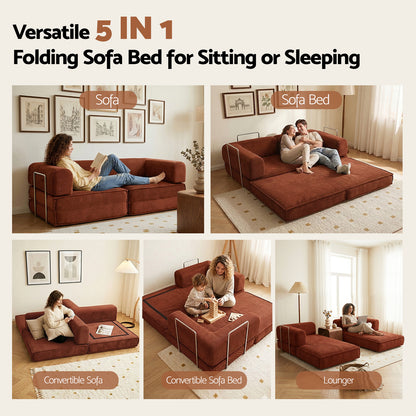 Artiss Convertible Folding Sofa Bed Orange SBED-E-FLD03-2S-OR-AB