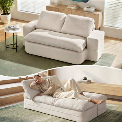 Artiss Convertible Folding Sofa Bed 30D High-Density Foam Boneless Couch with Corduroy Sleeper Couch Lounger SBED-E-FLD04-2S-BG