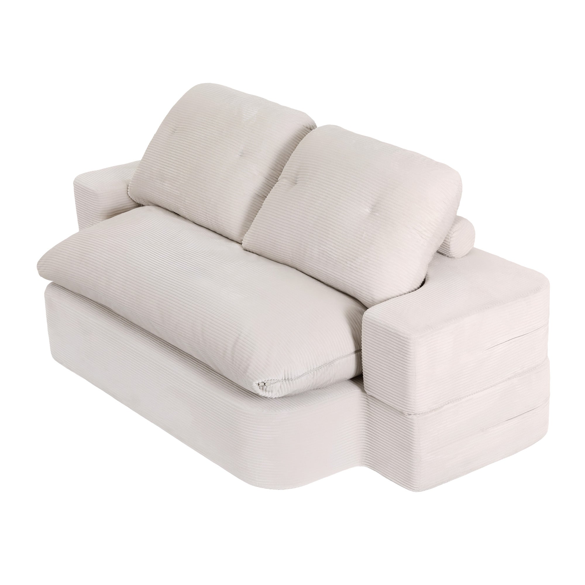 Artiss Convertible Folding Sofa Bed 30D High-Density Foam Boneless Couch with Corduroy Sleeper Couch Lounger SBED-E-FLD04-2S-BG