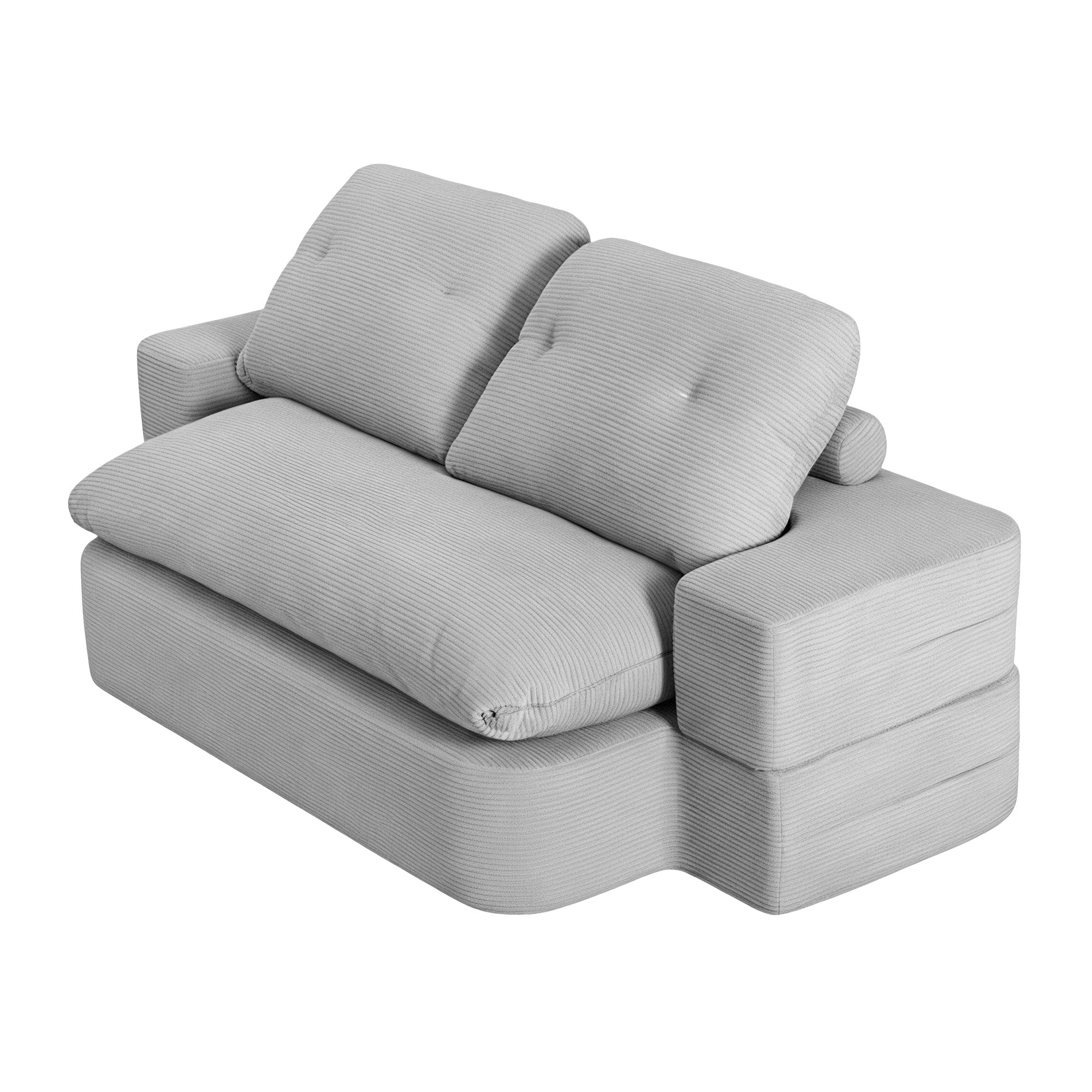 Artiss Convertible Folding Sofa Bed 30D High-Density Foam Boneless Couch with Corduroy Sleeper Couch Lounger SBED-E-FLD04-2S-GY