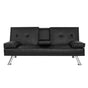 Artiss Sofa Bed 168CM Black PU Leather SBED-E-R1C-LEA168-BK