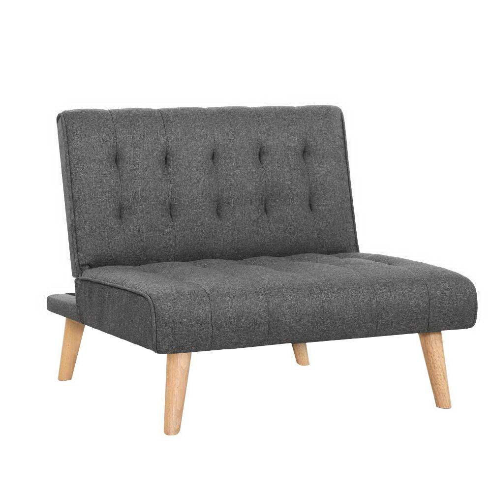 Artiss Sofa Bed Lounge Chair Couch 1 Seater Recliner Futon Bed Set Linen Grey SBED-E-SOLO86-GY