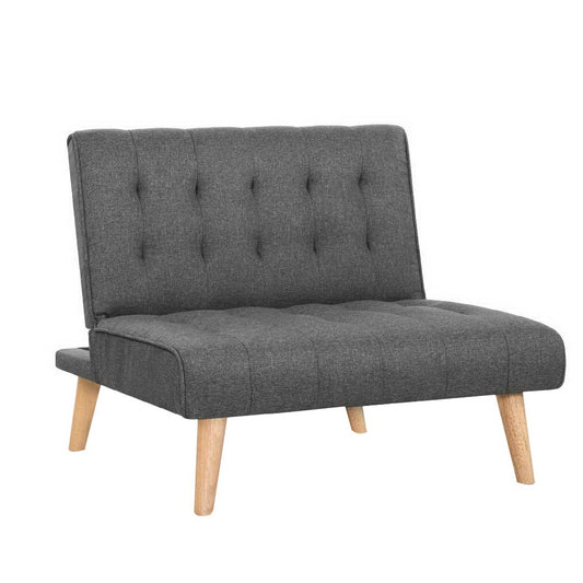 Artiss Sofa Bed Lounge Chair Couch 1 Seater Recliner Futon Bed Set Linen Grey SBED-E-SOLO86-GY