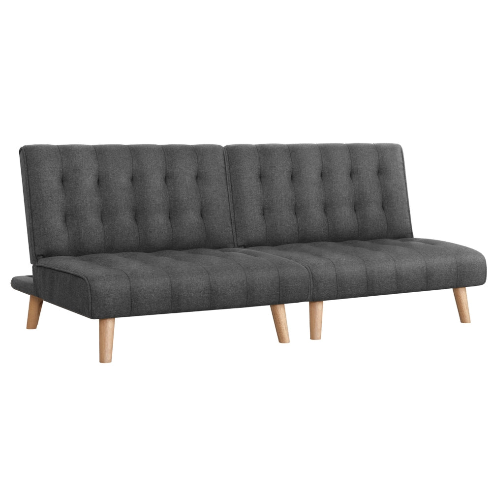 Artiss 2x Sofa Bed Couch Single Seater Fabric Grey SBED-E-SOLO86-GYX2