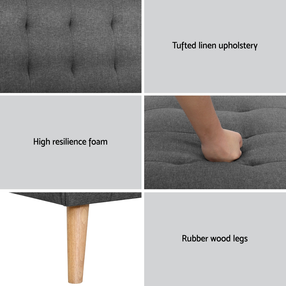 Artiss 2x Sofa Bed Couch Single Seater Fabric Grey SBED-E-SOLO86-GYX2