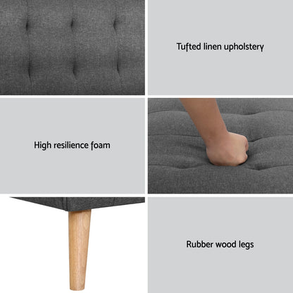 Artiss 2x Sofa Bed Couch Single Seater Fabric Grey SBED-E-SOLO86-GYX2