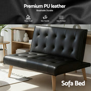 Artiss Sofa Bed Couch 1 Seater Lounge Fabric Black SBED-E-SOLO86-PU-BK