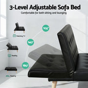 Artiss Sofa Bed Couch 1 Seater Lounge Fabric Black SBED-E-SOLO86-PU-BK