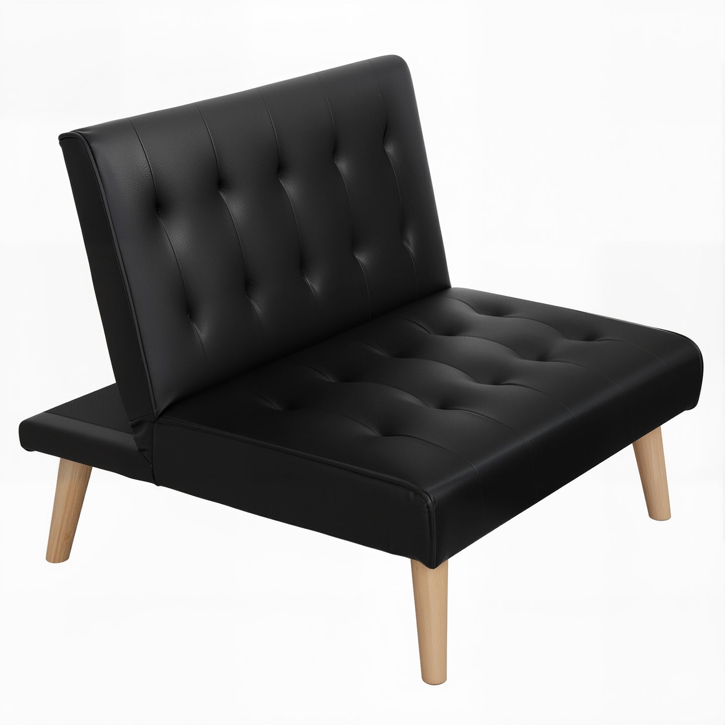 Artiss Sofa Bed Couch 1 Seater Lounge Fabric Black SBED-E-SOLO86-PU-BK