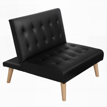 Artiss Sofa Bed Couch 1 Seater Lounge Fabric Black SBED-E-SOLO86-PU-BK