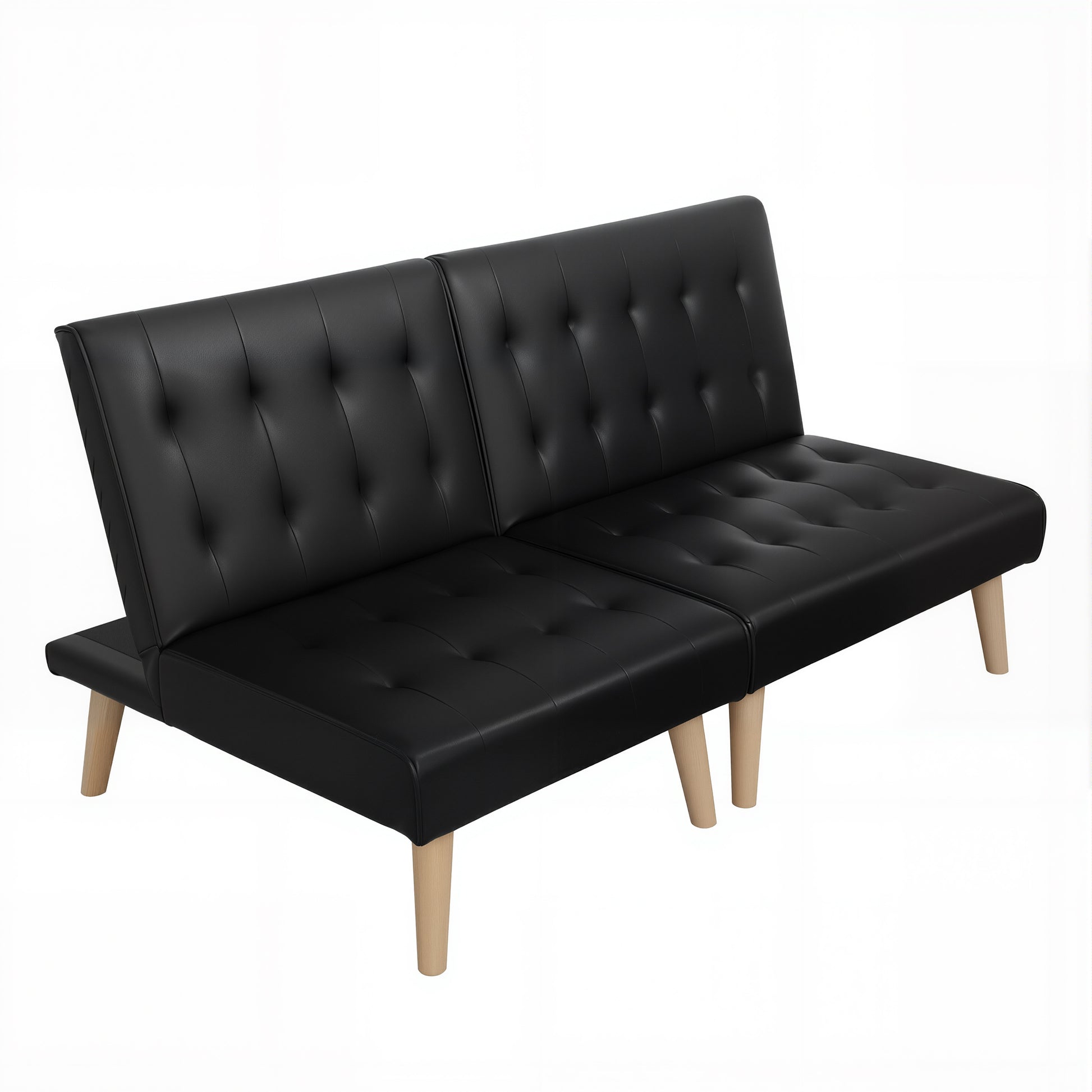 Artiss Sofa Bed Couch 2 Seater Lounge Fabric Black SBED-E-SOLO86-PU-BKX2