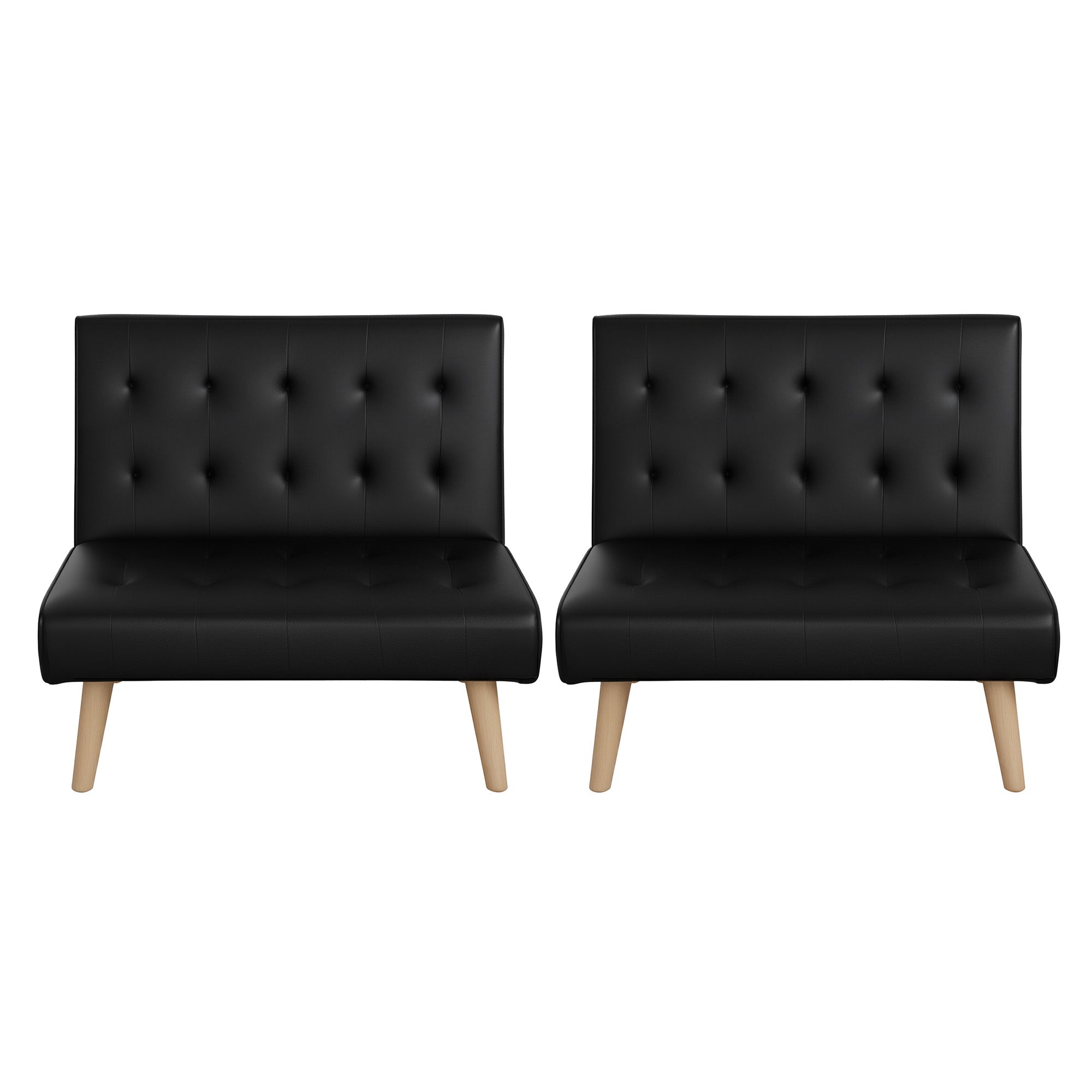 Artiss Sofa Bed Couch 2 Seater Lounge Fabric Black SBED-E-SOLO86-PU-BKX2
