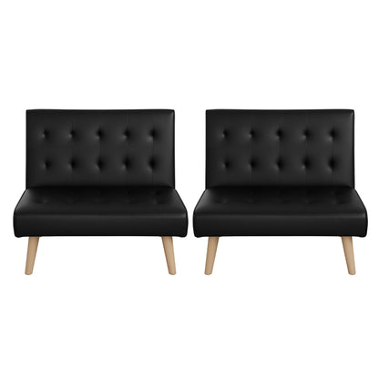 Artiss Sofa Bed Couch 2 Seater Lounge Fabric Black SBED-E-SOLO86-PU-BKX2