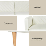 Artiss Sofa Bed Convertible Lounge 3 Seater Futon Couch Recliner Fabric Beige SBED-E-VEL-01-BG-AB