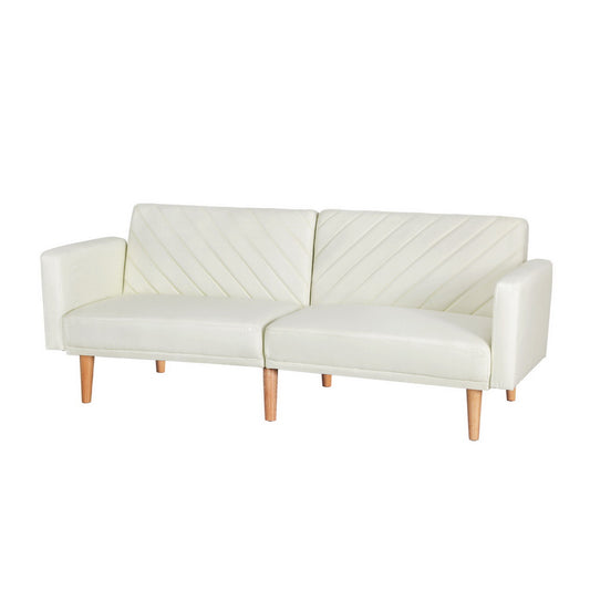 Artiss Sofa Bed Convertible Lounge 3 Seater Futon Couch Recliner Fabric Beige SBED-E-VEL-01-BG-AB