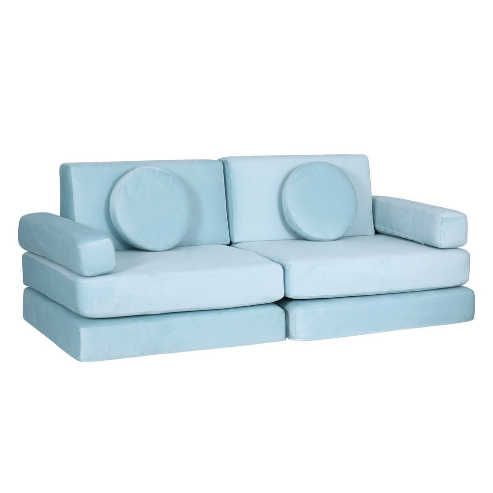 Artiss Sofa Bed 2 Seater Couch Kid Play DIY Modular Lounge Chaise Suite Velvet SBED-E-VEL-02-BL-ABC