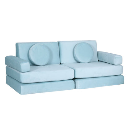 Artiss Sofa Bed 2 Seater Couch Kid Play DIY Modular Lounge Chaise Suite Velvet SBED-E-VEL-02-BL-ABC