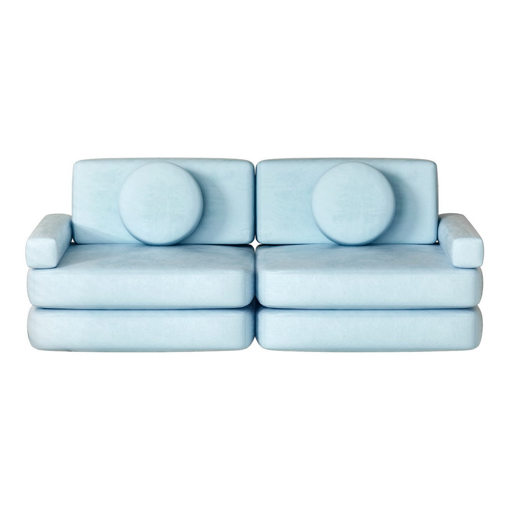 Artiss Sofa Bed 2 Seater Couch Kid Play DIY Modular Lounge Chaise Suite Velvet SBED-E-VEL-02-BL-ABC