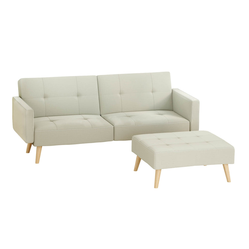 Artiss Sofa Bed Lounge Convertible Ottoman Couch Recliner 3 Seater Fabric Beige SBED-I-3S-01-BG-ABC