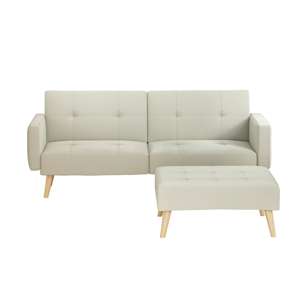 Artiss Sofa Bed Lounge Convertible Ottoman Couch Recliner 3 Seater Fabric Beige SBED-I-3S-01-BG-ABC