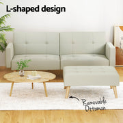 Artiss Sofa Bed Lounge Convertible Ottoman Couch Recliner 3 Seater Fabric Beige SBED-I-3S-01-BG-ABC