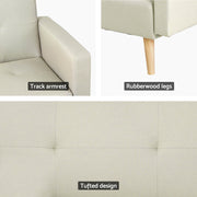 Artiss Sofa Bed Lounge Convertible Ottoman Couch Recliner 3 Seater Fabric Beige SBED-I-3S-01-BG-ABC