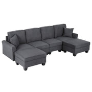 Artiss Modular Sectional U Shaped Storage Sofa Couches for Living Room Grey SBED-I-ST06-GY-ABCDEF