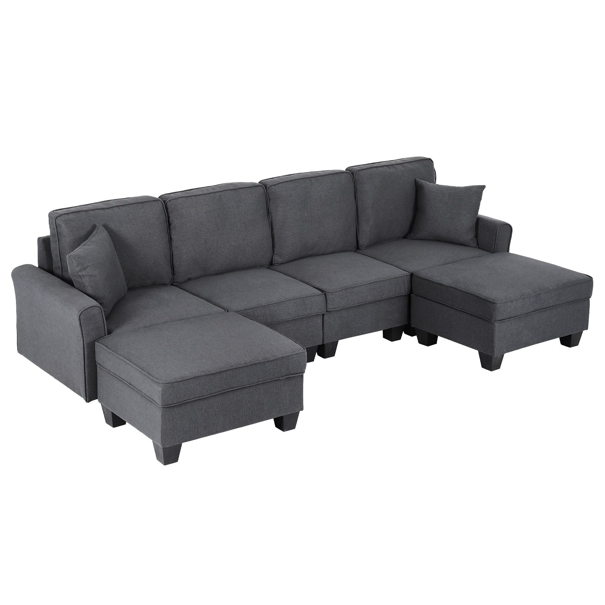 Artiss Modular Sectional U Shaped Storage Sofa Couches for Living Room Grey SBED-I-ST06-GY-ABCDEF