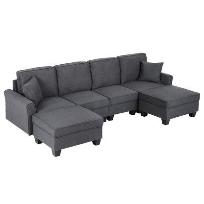 Artiss Modular Sectional U Shaped Storage Sofa Couches for Living Room Grey SBED-I-ST06-GY-ABCDEF
