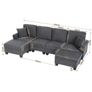 Artiss Modular Sectional U Shaped Storage Sofa Couches for Living Room Grey SBED-I-ST06-GY-ABCDEF