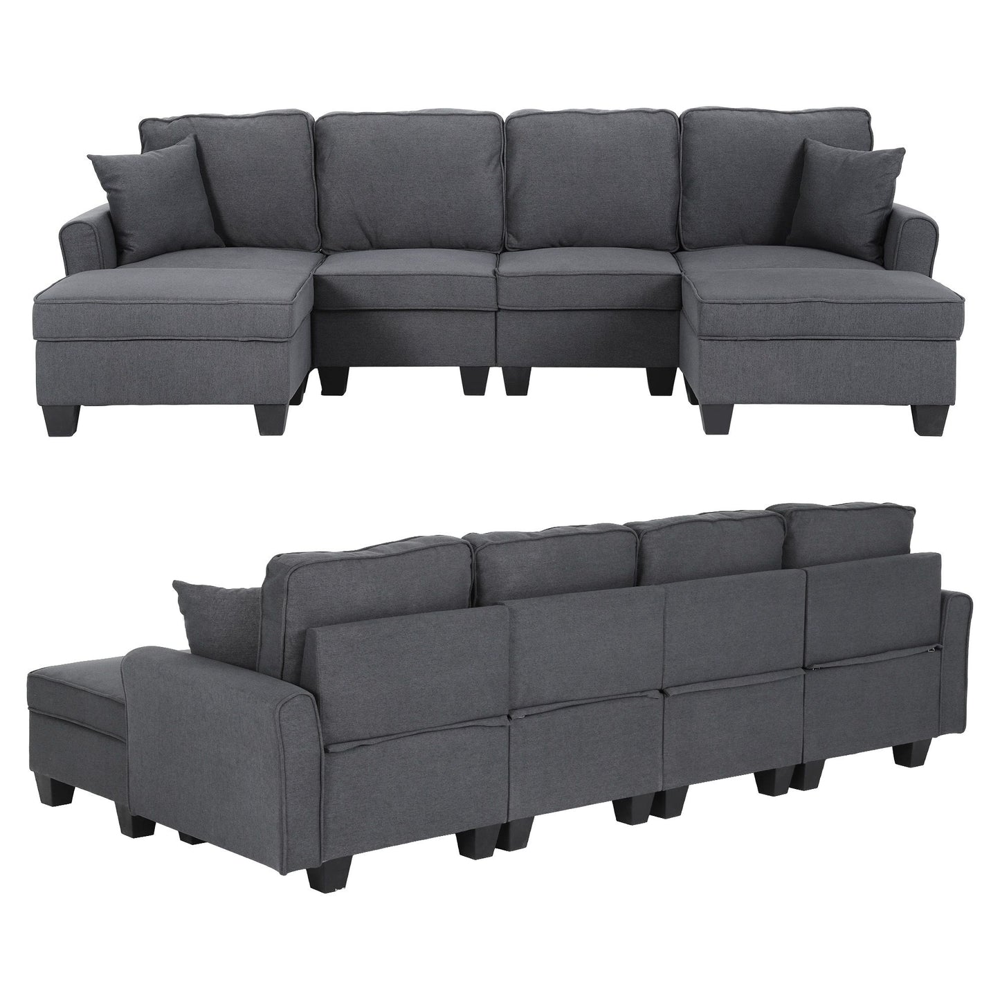 Artiss Modular Sectional U Shaped Storage Sofa Couches for Living Room Grey SBED-I-ST06-GY-ABCDEF
