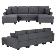 Artiss Modular Sectional U Shaped Storage Sofa Couches for Living Room Grey SBED-I-ST06-GY-ABCDEF