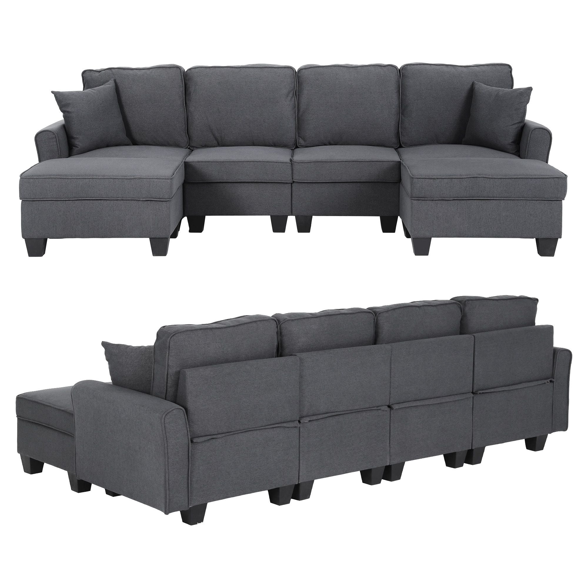 Artiss Modular Sectional U Shaped Storage Sofa Couches for Living Room Grey SBED-I-ST06-GY-ABCDEF