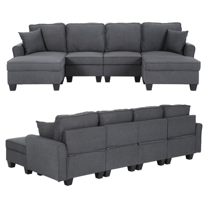 Artiss Modular Sectional U Shaped Storage Sofa Couches for Living Room Grey SBED-I-ST06-GY-ABCDEF