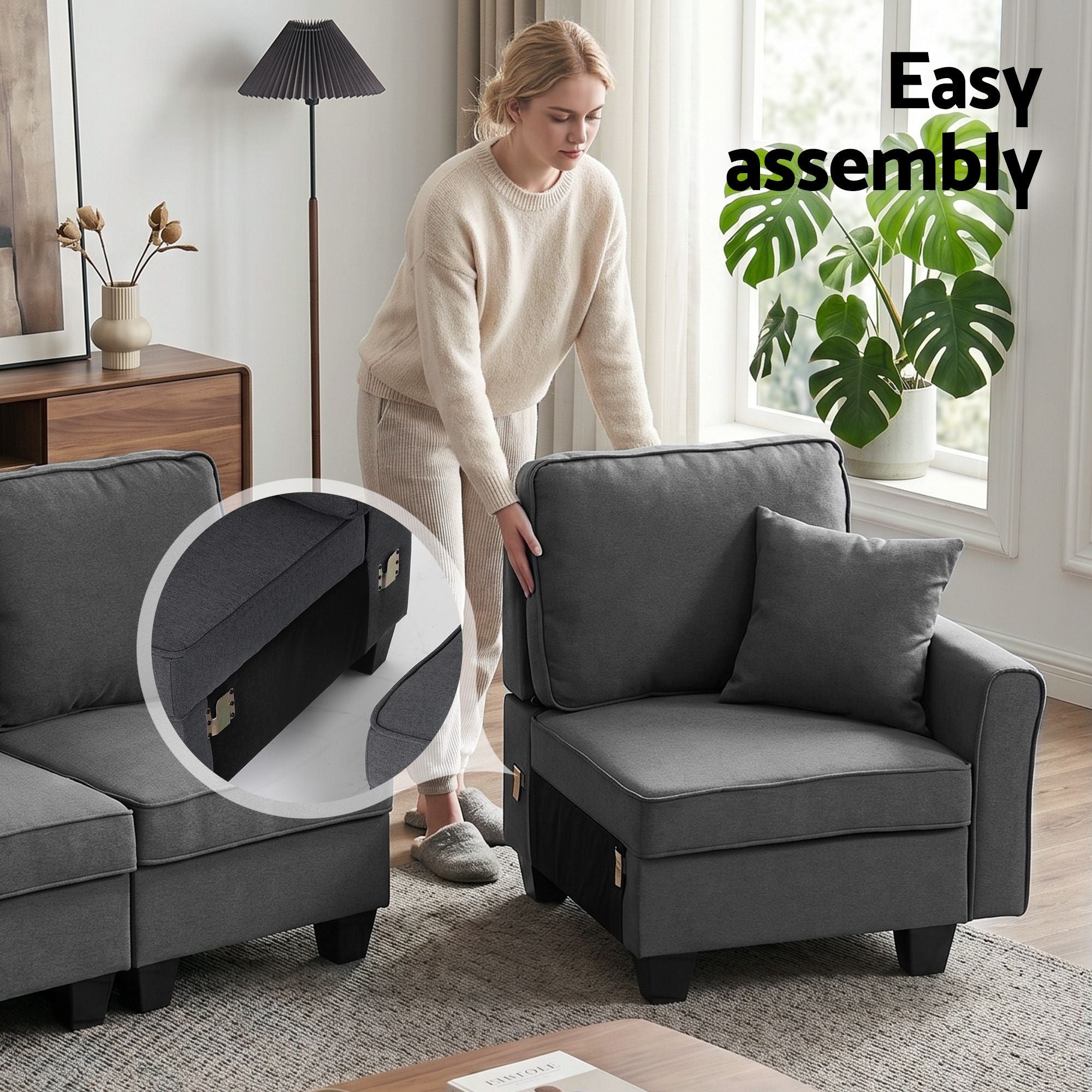 Artiss Modular Sectional U Shaped Storage Sofa Couches for Living Room Grey SBED-I-ST06-GY-ABCDEF