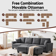 Artiss Modular Sectional U Shaped Storage Sofa Couches for Living Room Grey SBED-I-ST06-GY-ABCDEF