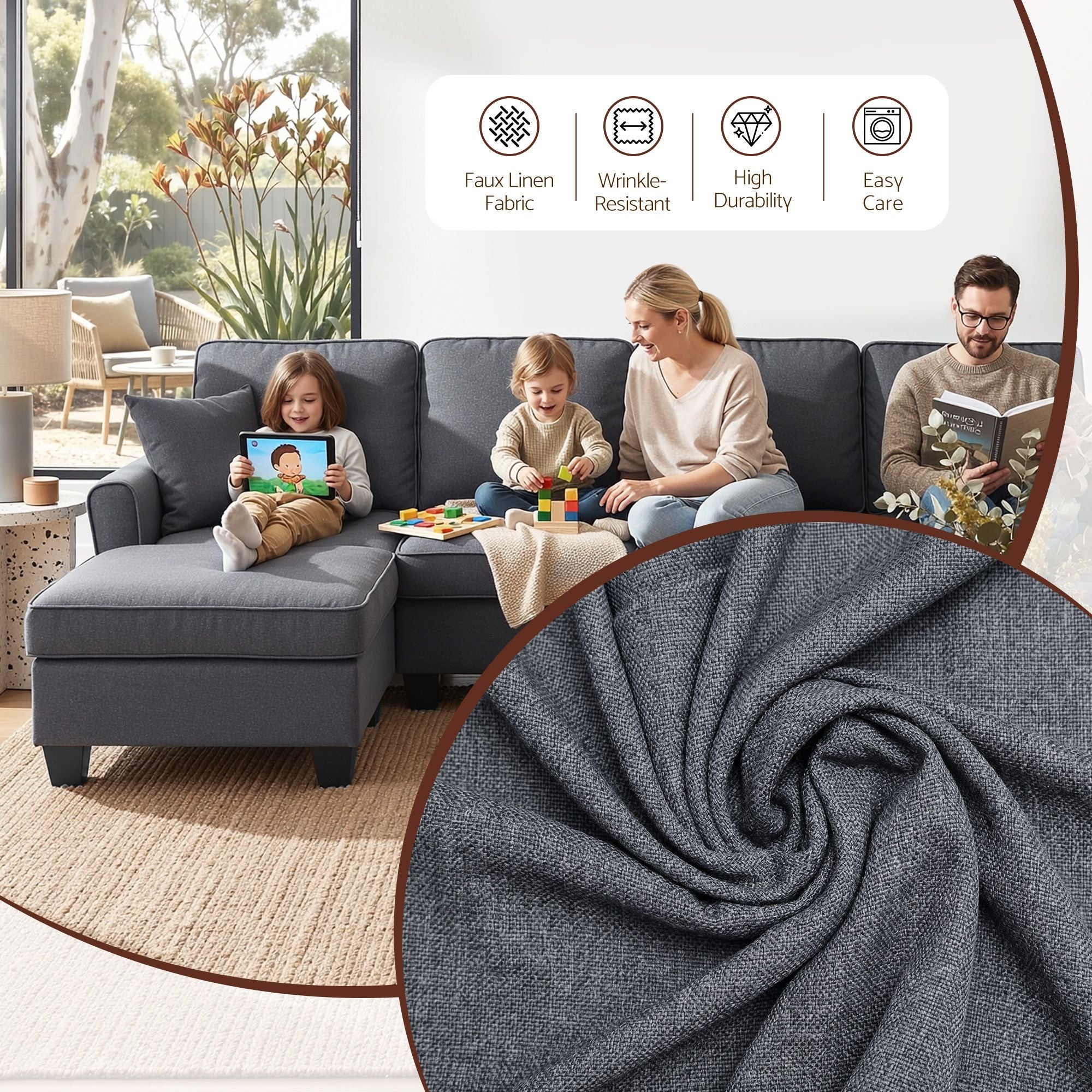 Artiss Modular Sectional U Shaped Storage Sofa Couches for Living Room Grey SBED-I-ST06-GY-ABCDEF