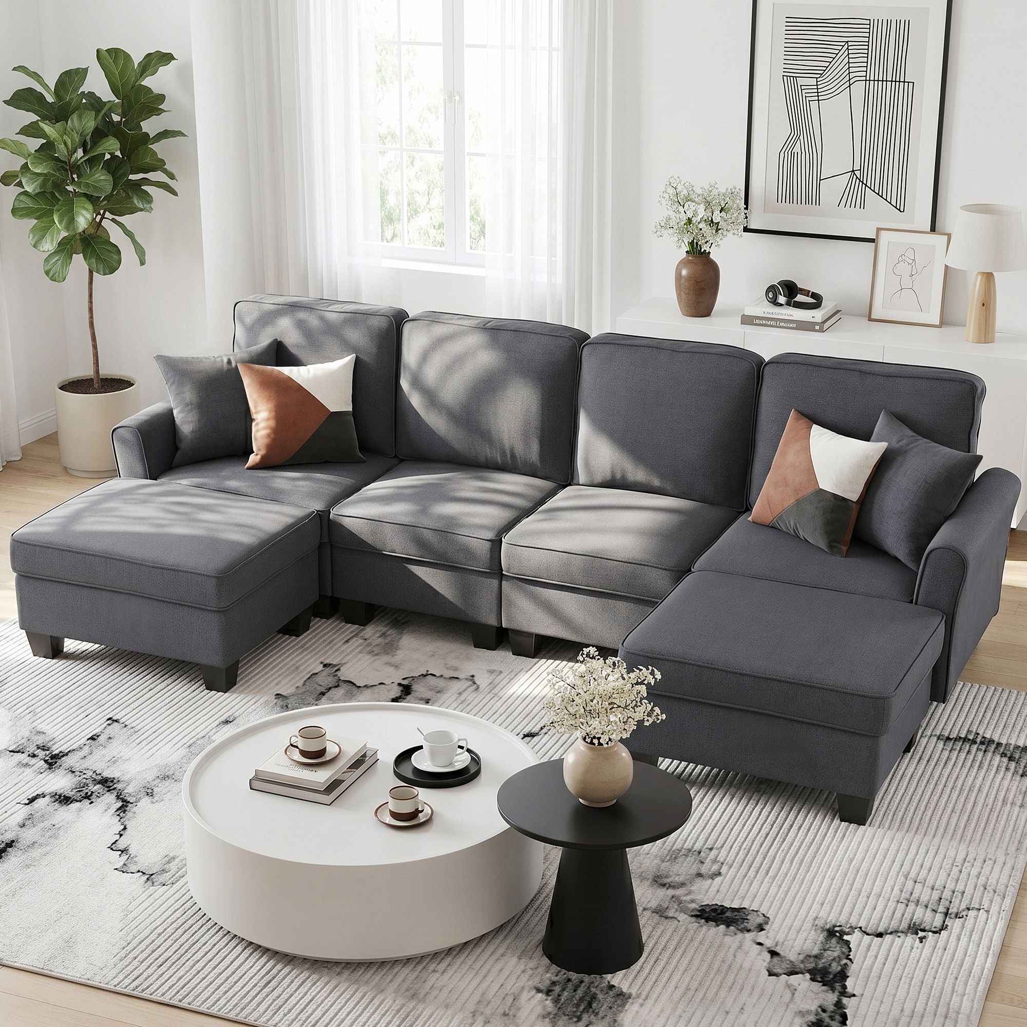 Artiss Modular Sectional U Shaped Storage Sofa Couches for Living Room Grey SBED-I-ST06-GY-ABCDEF