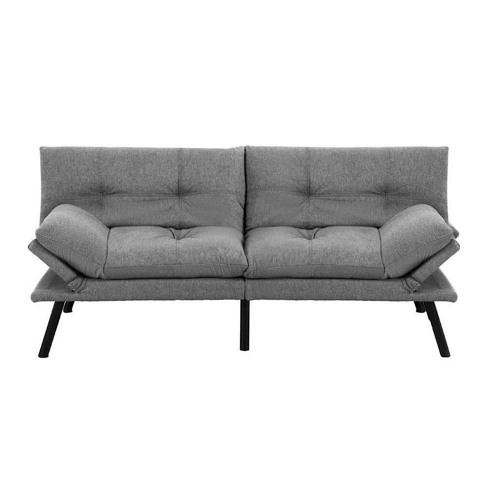 Artiss Sofa Bed Convertible 3 Seater Couch Recliner Lounge Chair Fabric Grey SBED-J-01-LIN-GY-AB