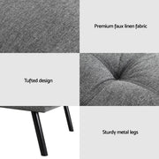Artiss Sofa Bed Convertible 3 Seater Couch Recliner Lounge Chair Fabric Grey SBED-J-01-LIN-GY-AB