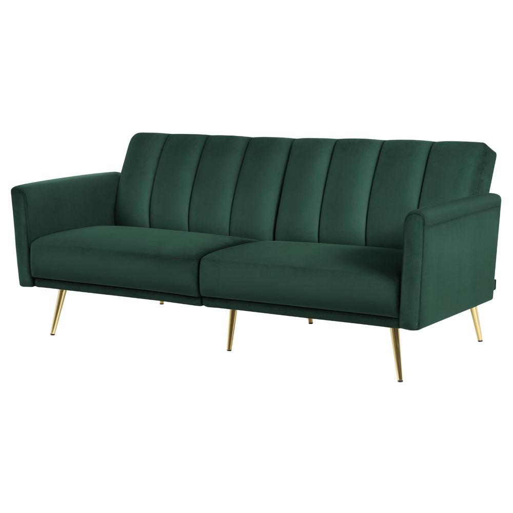 Artiss Sofa Bed 3 Seater Couch Convertible Lounge Adjustable Arm Recliner Velvet SBED-J-02-VEL-GN-AB
