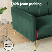 Artiss Sofa Bed 3 Seater Couch Convertible Lounge Adjustable Arm Recliner Velvet SBED-J-02-VEL-GN-AB