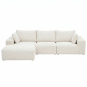 Artiss 3 Seater Modular Sofa Bed Sectional Boneless Couches for Living Room Corduroy Compressed Sofa White SBED-K-CDY-4S-WH-ABC
