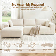 Artiss 3 Seater Modular Sofa Bed Sectional Boneless Couches for Living Room Corduroy Compressed Sofa White SBED-K-CDY-4S-WH-ABC