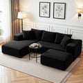 Artiss Modular Sofa Bed with Ottoman Sectional Boneless Couches for Living Room Corduroy Compressed Sofa Black SBED-K-CDY-5S-BK-ABC